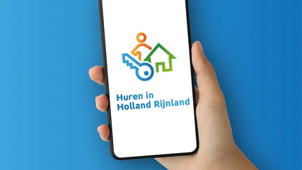 Telefoon met logo van Huren in Holland Rijnland