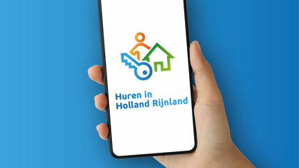 Telefoon met logo van Huren in Holland Rijnland